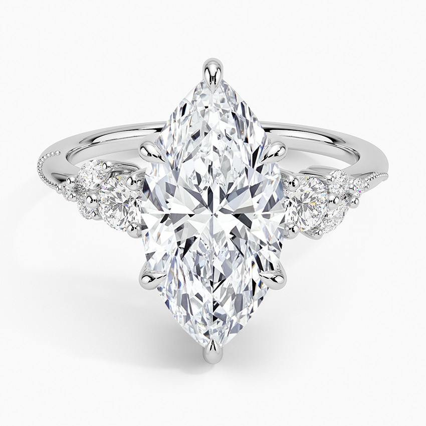 3Ct Marquise Lab Grown Diamond Three Stone Diamond Ring