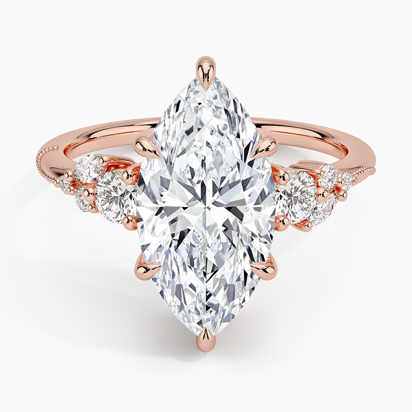 3Ct Marquise Lab Grown Diamond Three Stone Diamond Ring