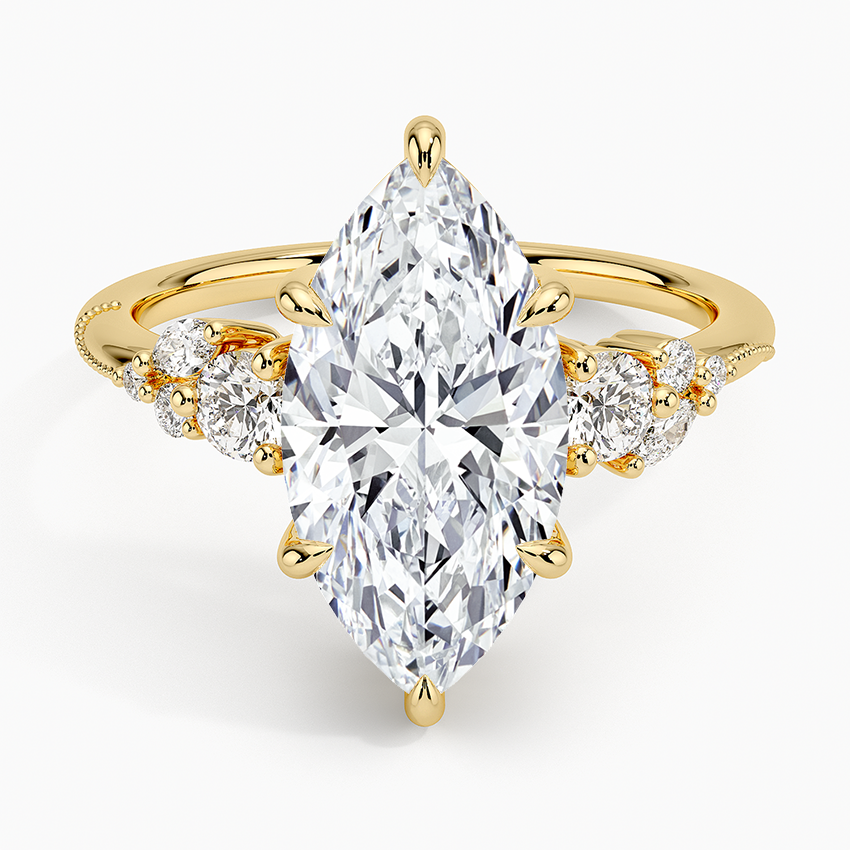 3Ct Marquise Lab Grown Diamond Three Stone Diamond Ring