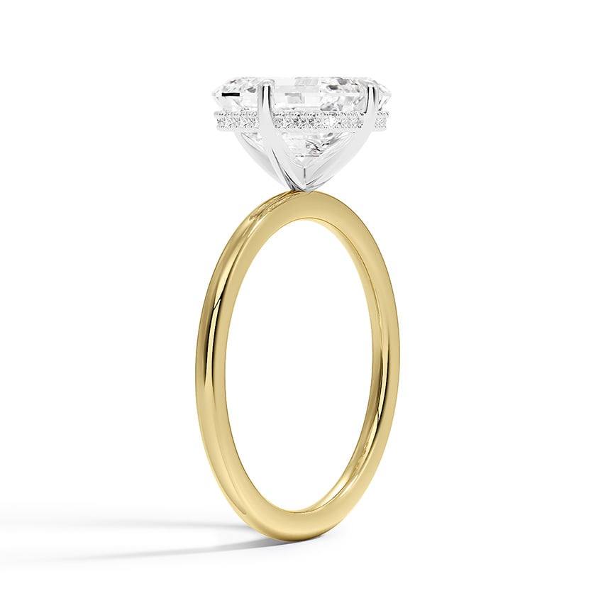 2CT Emerald Lab Grown Diamond Two Tone Compass Prong Diamond Ring