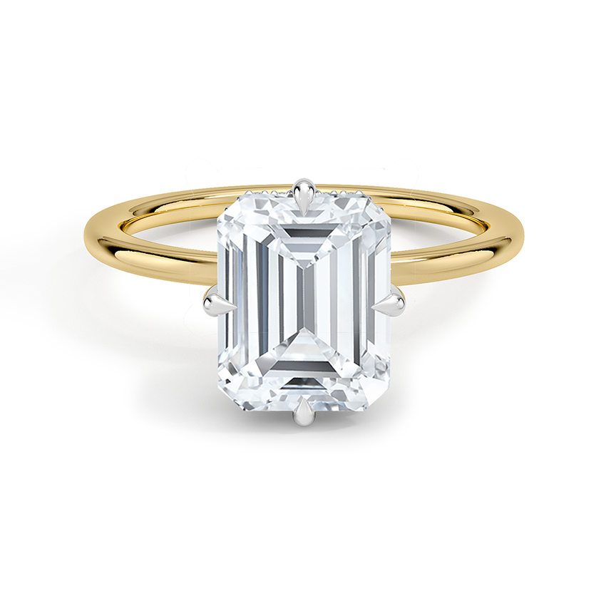 2CT Emerald Lab Grown Diamond Two Tone Compass Prong Diamond Ring
