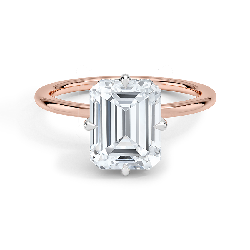 2CT Emerald Lab Grown Diamond Two Tone Compass Prong Diamond Ring