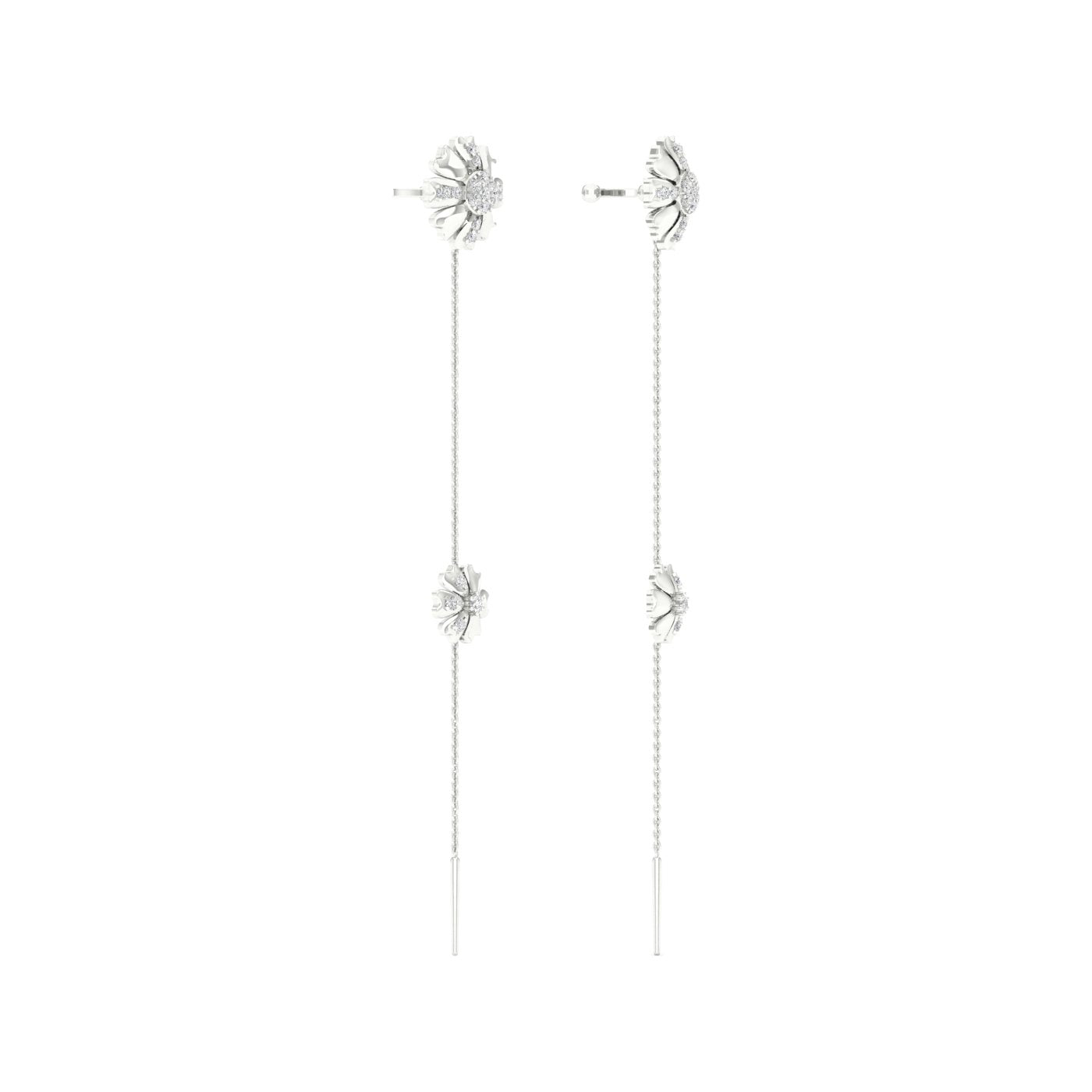 0.30 CTW Lab Grown Diamond Modern Floral Drop Earrings