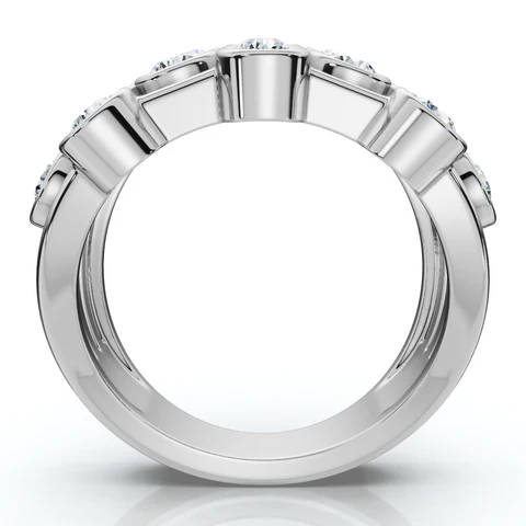 1.50 CTW Lab Grown Diamond Multirow Bezel Ring