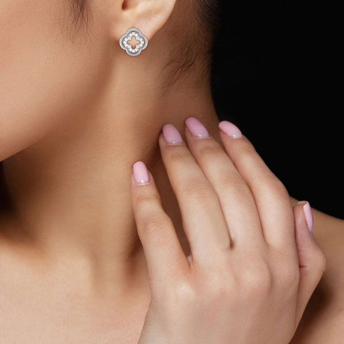 0.18 CTW Lab Grown Diamond Clover Stud Earring