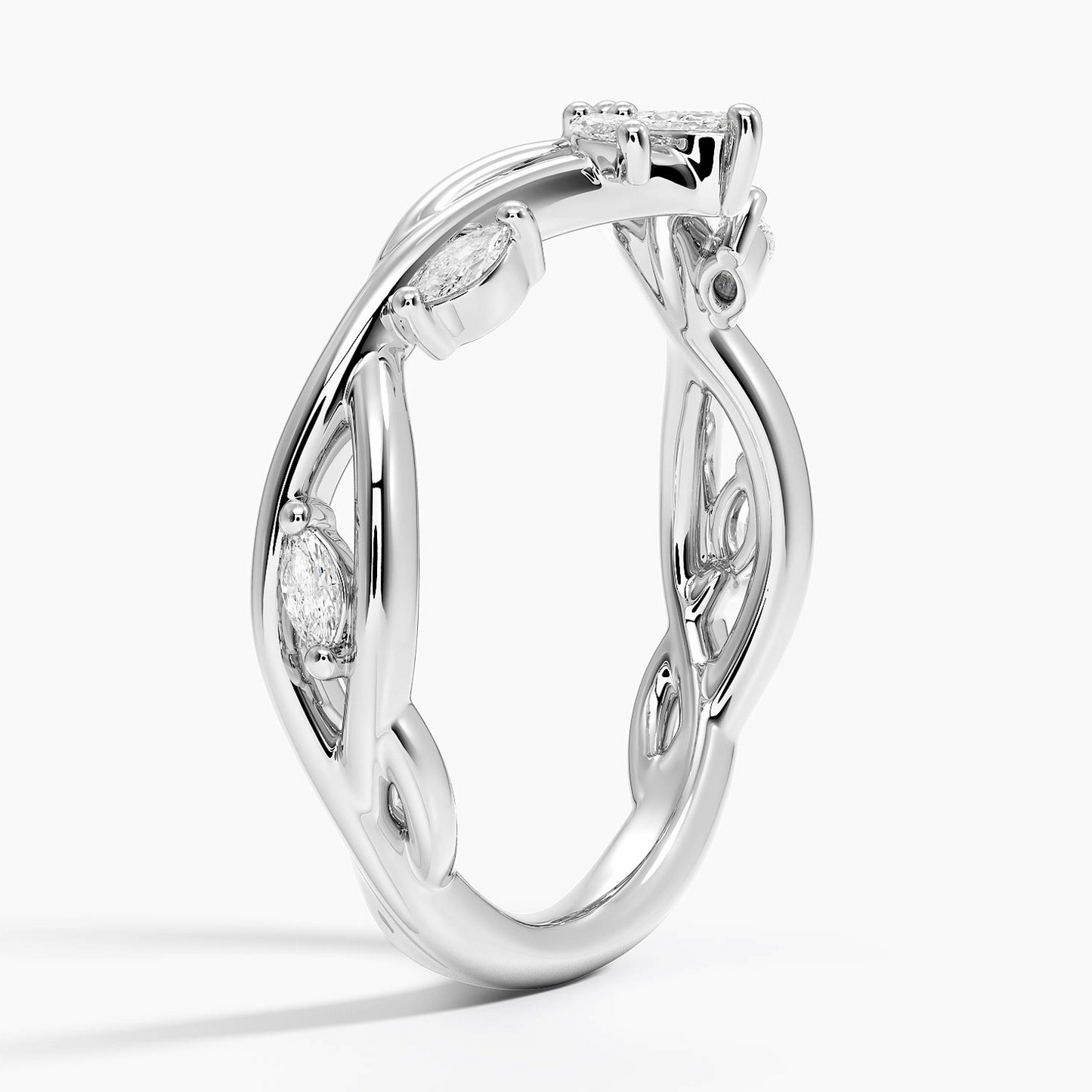 0.23CTW Marquise Cut Lab Grown Diamond Yellow Gold Wedding Band
