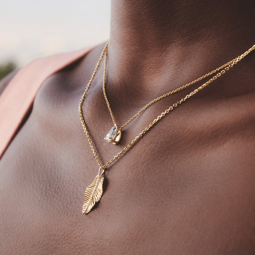 Customized Lab Grown Diamond Leaf Pendant