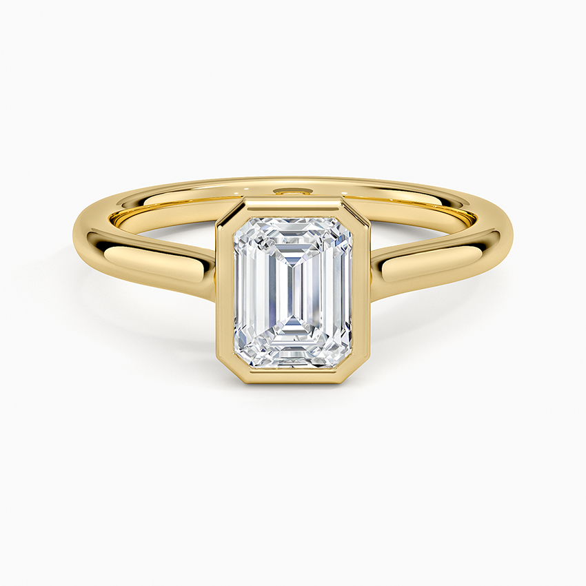 1 CT 2mm Bezel Ring Lab Grown Solitaire Gold Engagement Ring