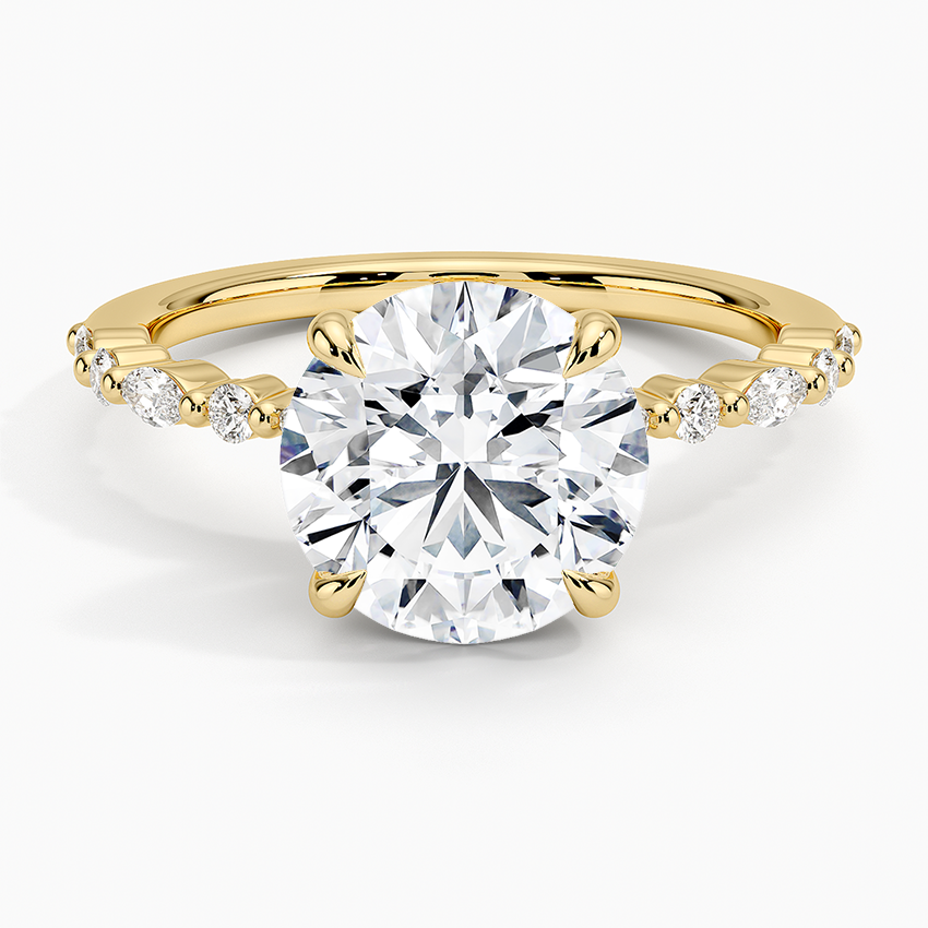 2 1/2CT Round Lab Grown Diamond Gold Half Coverage Diamond Ring