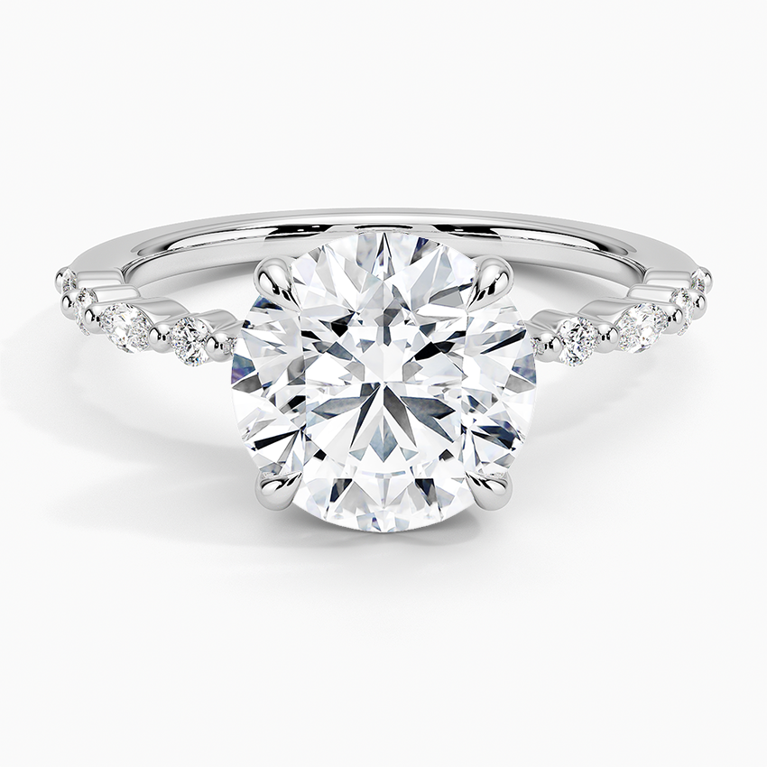2 1/2CT Round Lab Grown Diamond Gold Half Coverage Diamond Ring