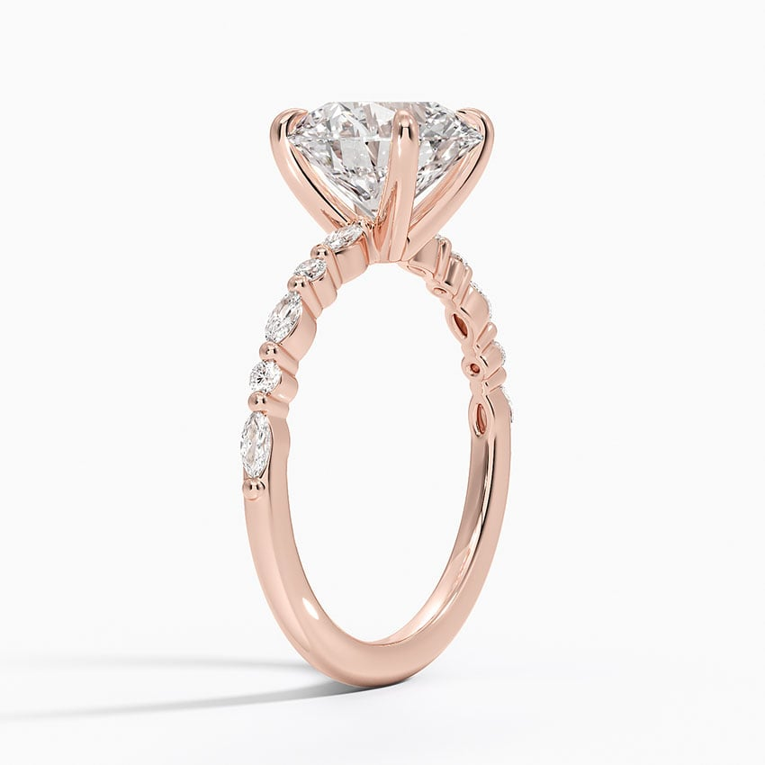 2 1/2CT Round Lab Grown Diamond Gold Half Coverage Diamond Ring