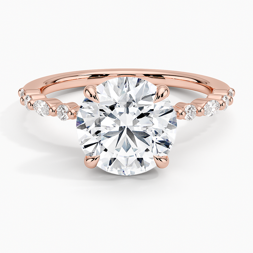 2 1/2CT Round Lab Grown Diamond Gold Half Coverage Diamond Ring