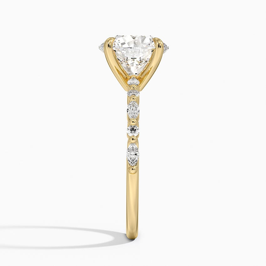 2 1/2CT Round Lab Grown Diamond Gold Half Coverage Diamond Ring