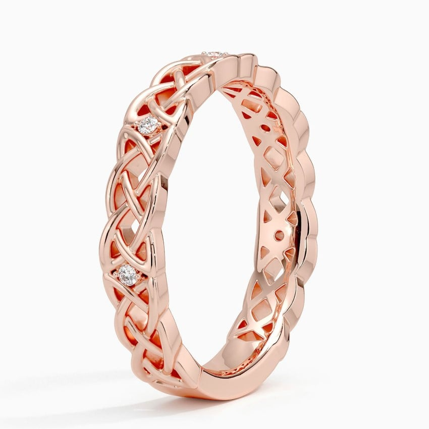 White Gold Round Cut Lab Grown Diamond Celtic Knot Wedding Band