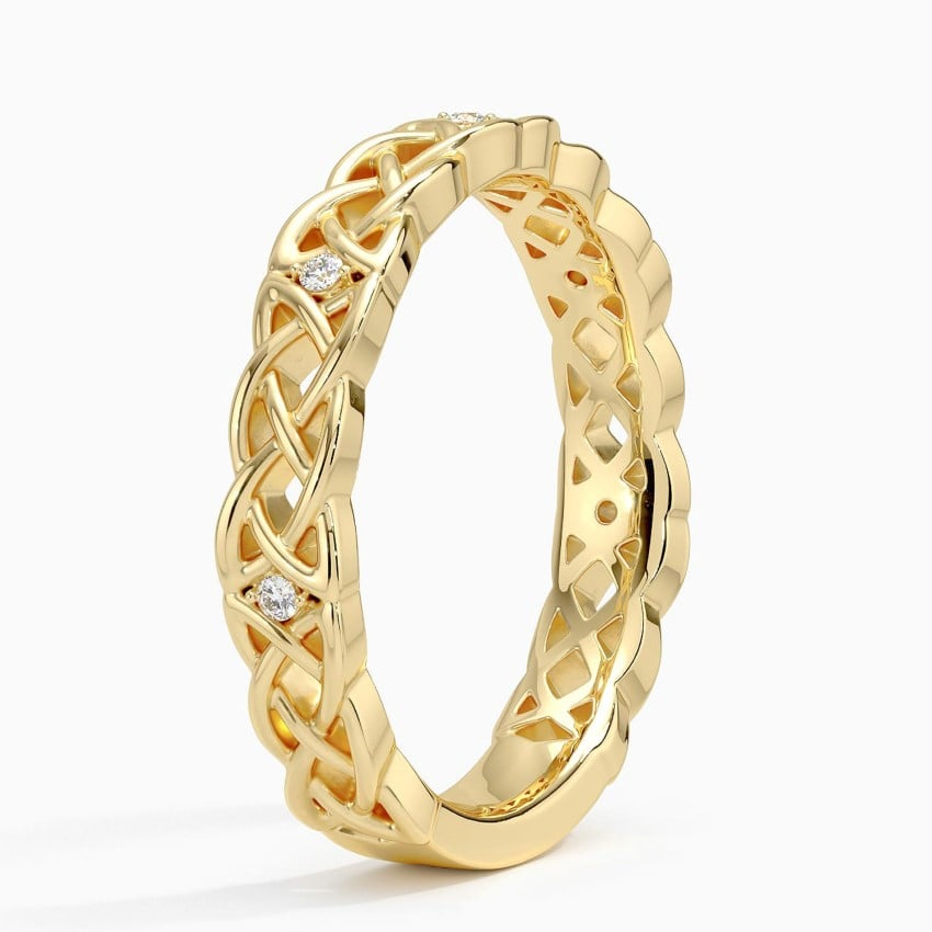 White Gold Round Cut Lab Grown Diamond Celtic Knot Wedding Band