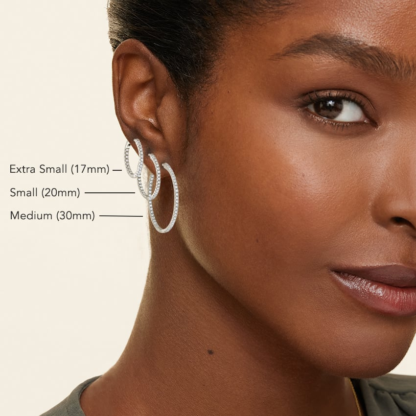 Small Perfect Hoop Lab Grown Diamond Earrings in 14K White Gold