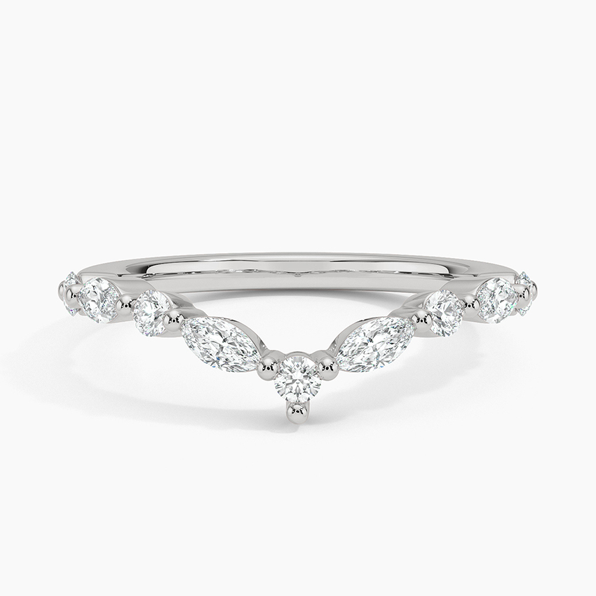 18k Gold Curved Lab Grown Diamond Alternative Wedding Band