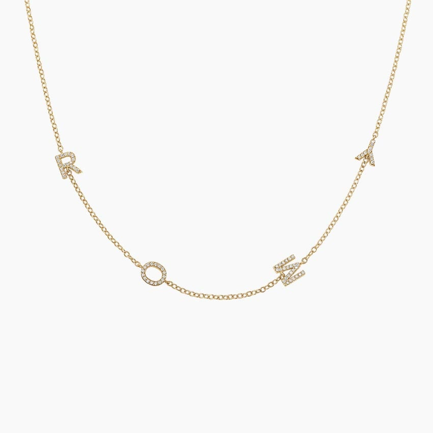 Lab Grown Diamond Custom Initial Letter Necklace