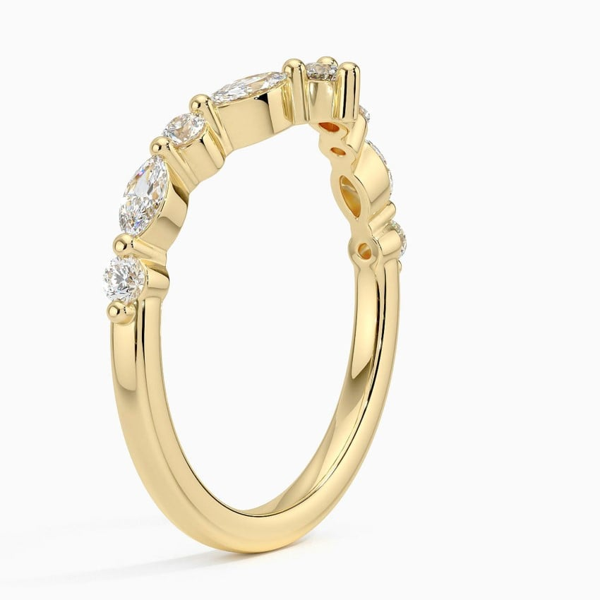 18k Gold Curved Lab Grown Diamond Alternative Wedding Band