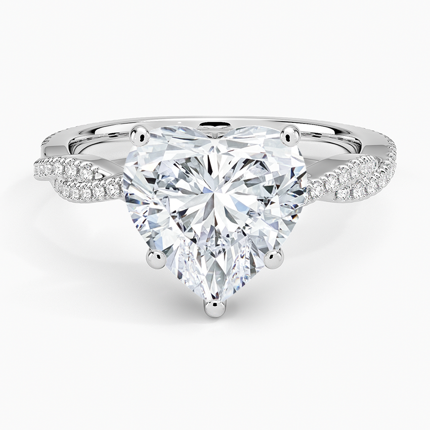 3CT Heart Twisted Vine Lab Grown Diamond Gold Ring