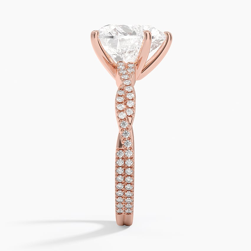 3CT Heart Twisted Vine Lab Grown Diamond Gold Ring