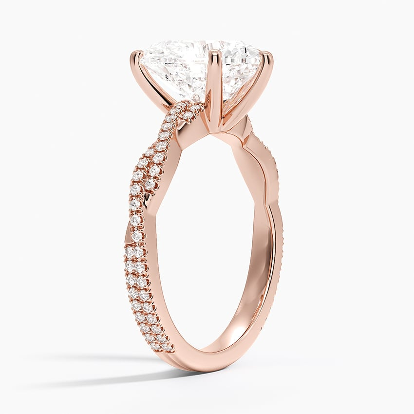 3CT Heart Twisted Vine Lab Grown Diamond Gold Ring
