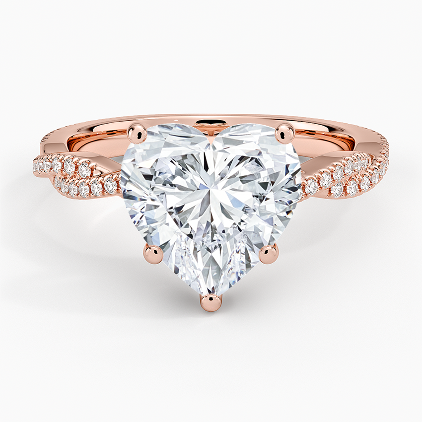 3CT Heart Twisted Vine Lab Grown Diamond Gold Ring