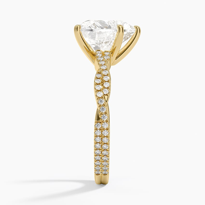 3CT Heart Twisted Vine Lab Grown Diamond Gold Ring