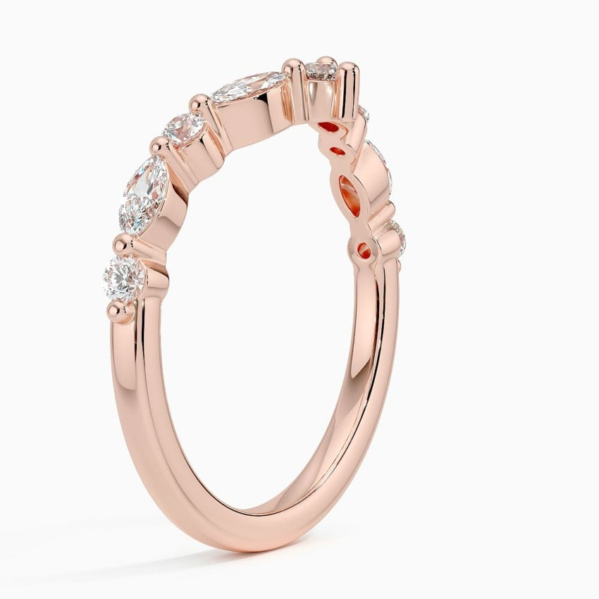 18k Gold Curved Lab Grown Diamond Alternative Wedding Band