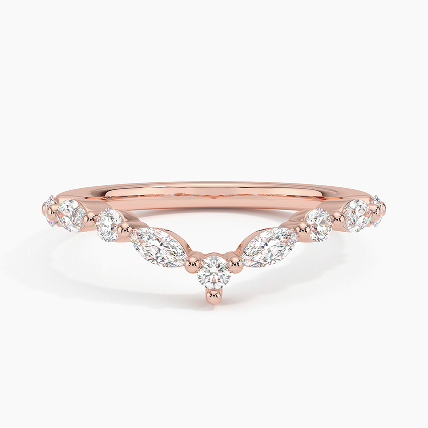 18k Gold Curved Lab Grown Diamond Alternative Wedding Band