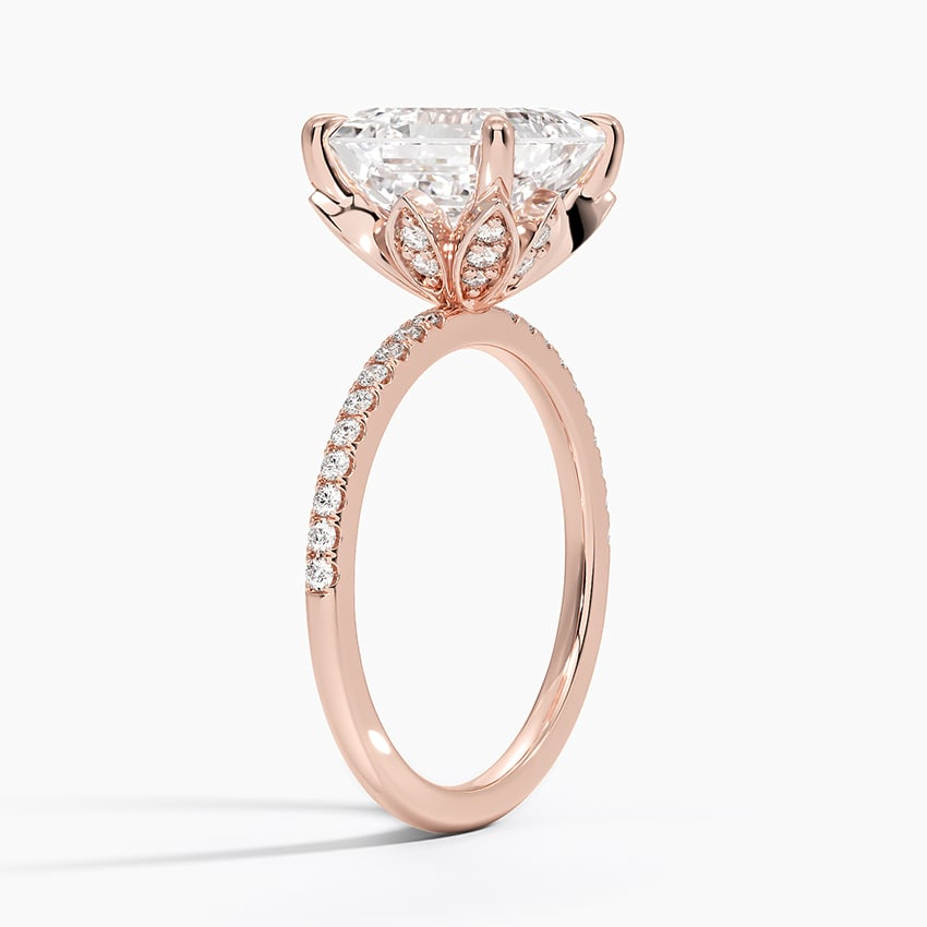 4CT Asscher Lab Grown Diamond Half Coverage Engagement Ring