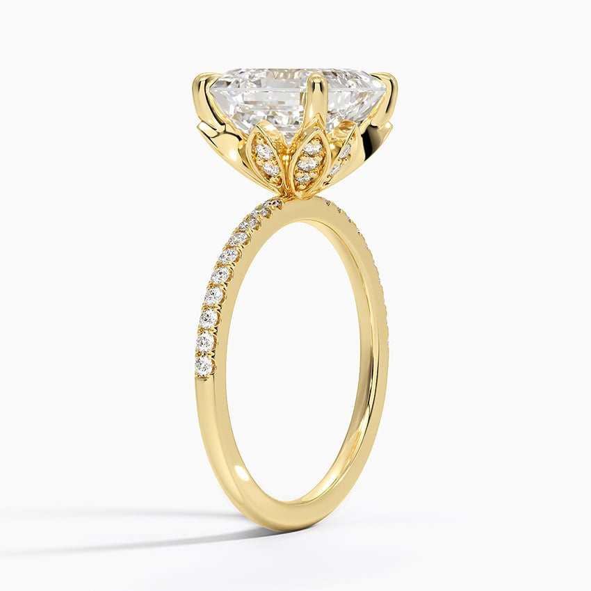 4CT Asscher Lab Grown Diamond Half Coverage Engagement Ring