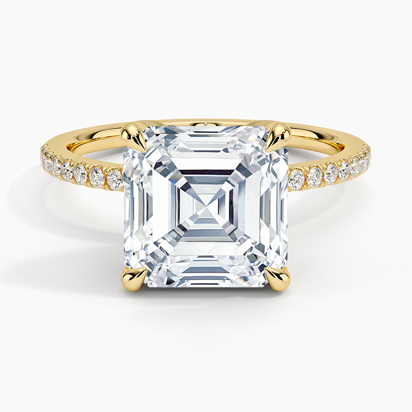 4CT Asscher Lab Grown Diamond Half Coverage Engagement Ring