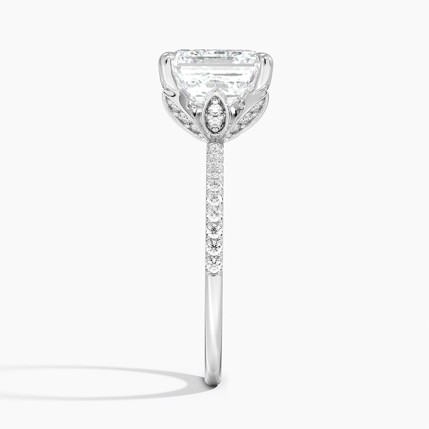 4CT Asscher Lab Grown Diamond Half Coverage Engagement Ring
