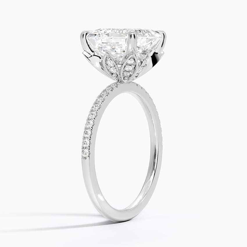 4CT Asscher Lab Grown Diamond Half Coverage Engagement Ring