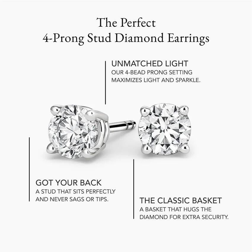 1/2 CTW Perfect 4 Prong Lab Grown Diamond Stud Earrings