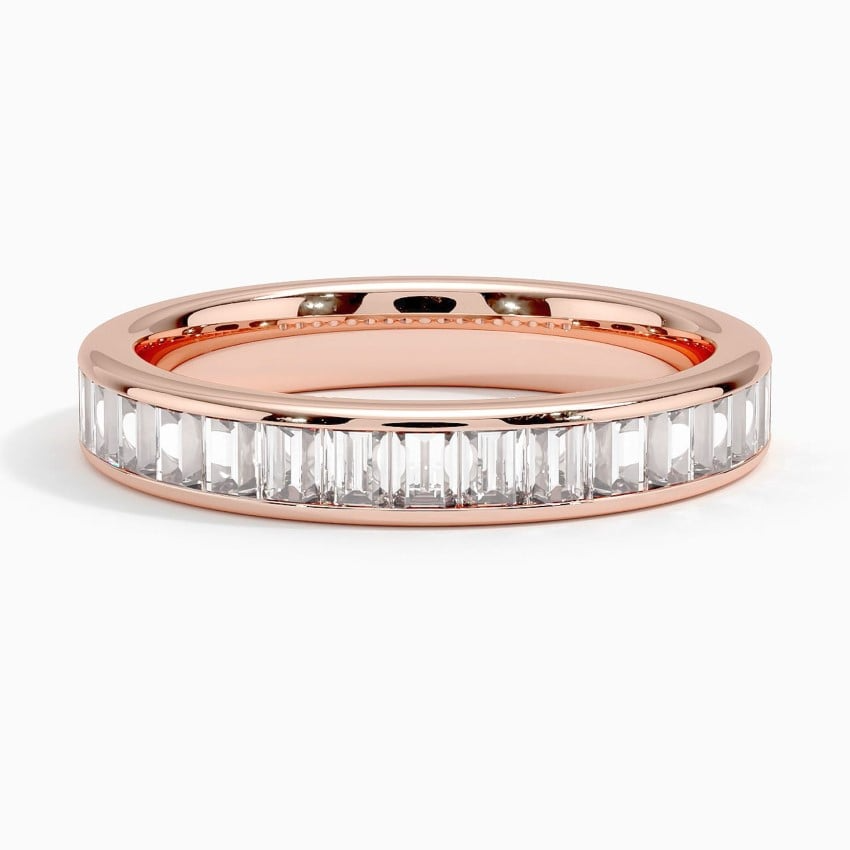 Channel Set Baguette Lab Grown Diamond White Gold Wedding Band