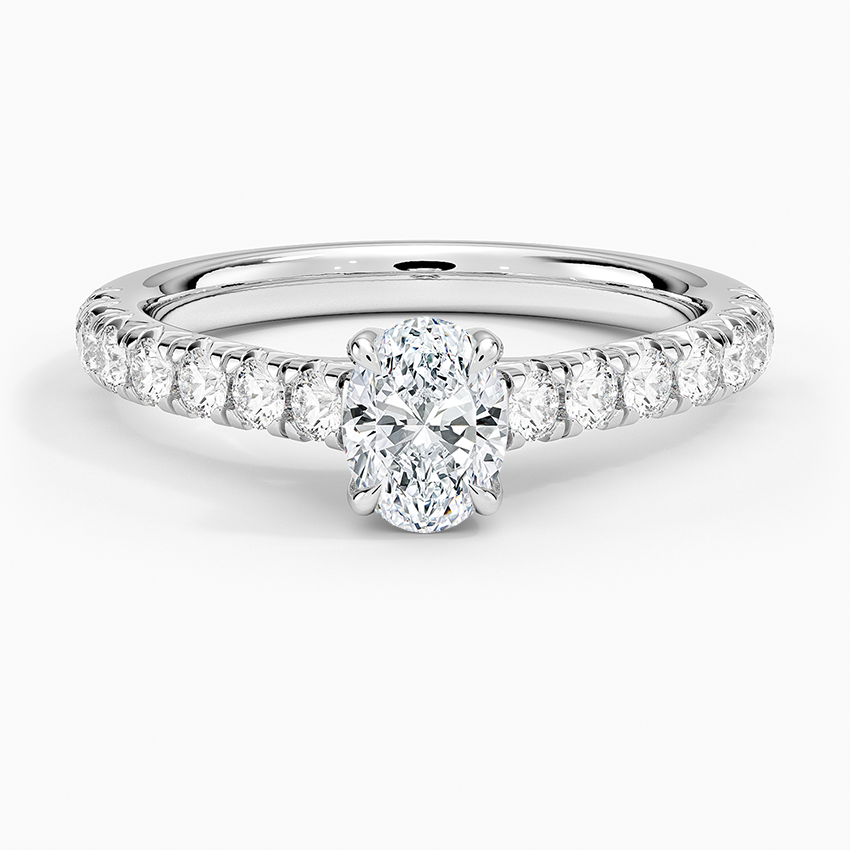 1/2CT Oval Half Coverage Lab Grown Diamond Gold Engagement Ring