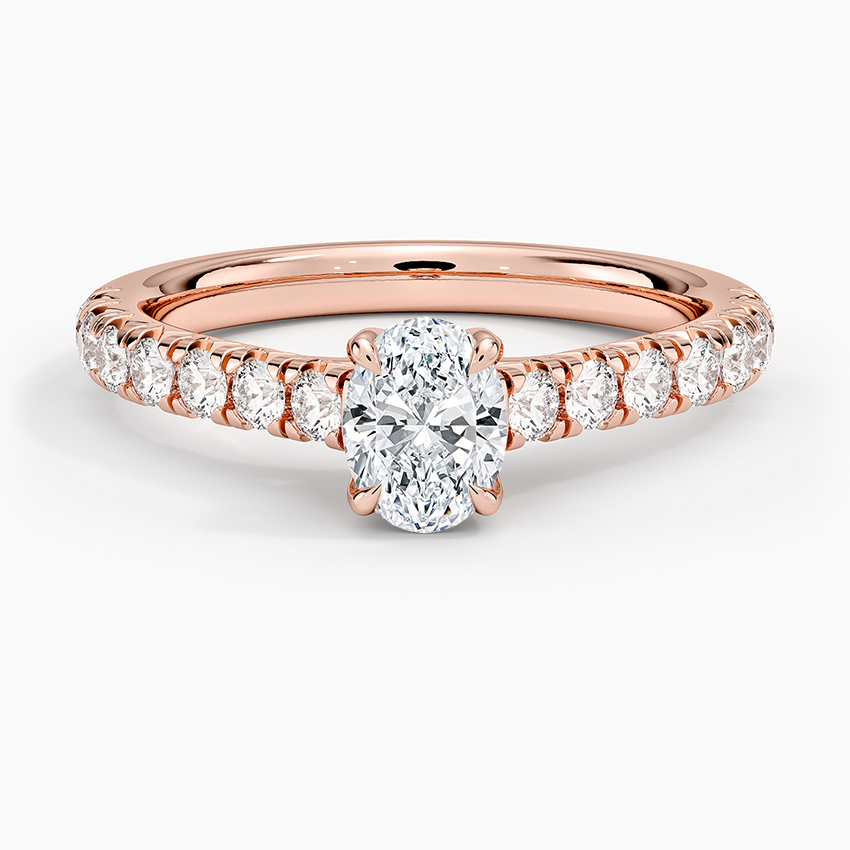 1/2CT Oval Half Coverage Lab Grown Diamond Gold Engagement Ring
