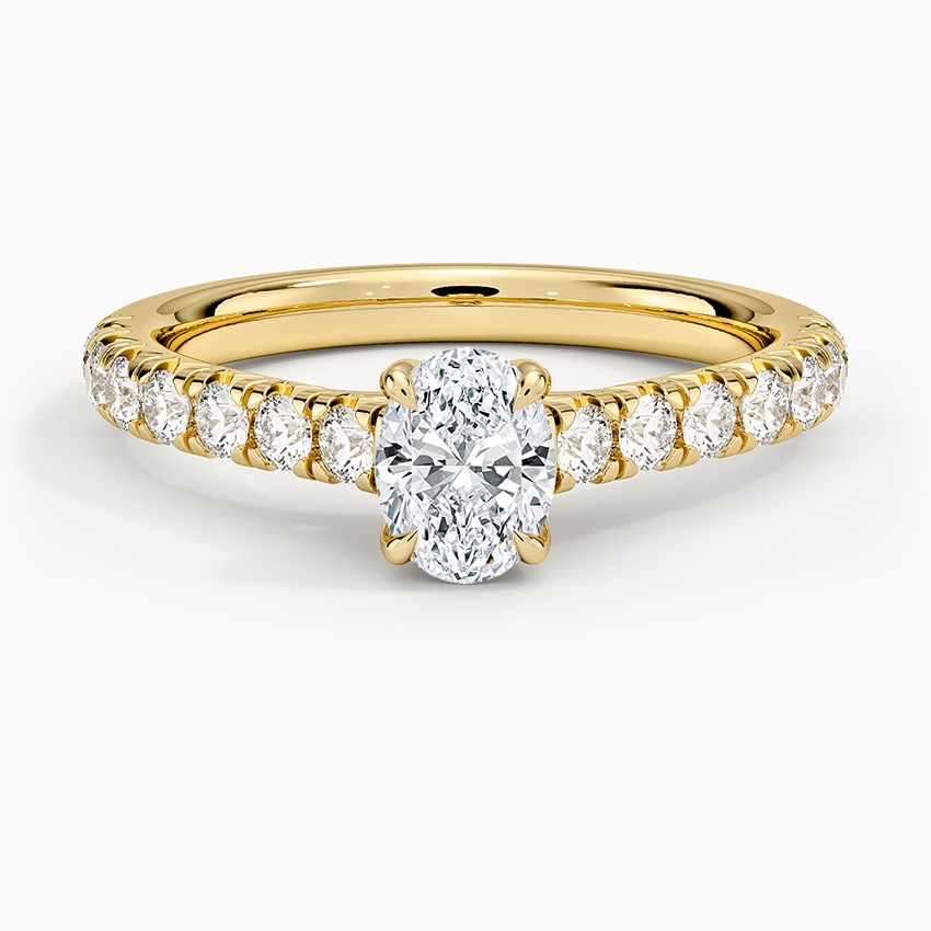 1/2CT Oval Half Coverage Lab Grown Diamond Gold Engagement Ring