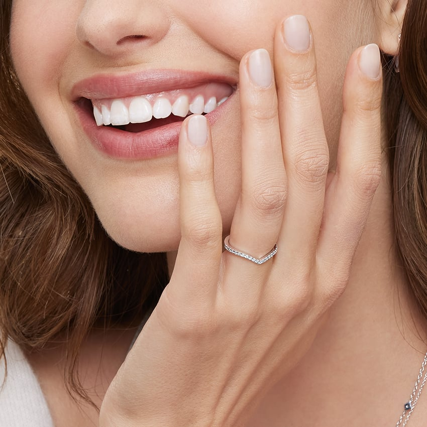 0.17CTW Round Cut Lab Grown Diamond White Gold Wedding Band