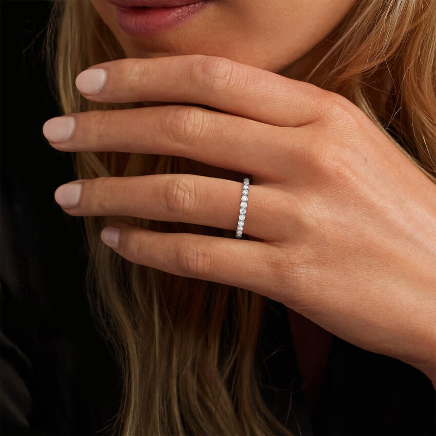 0.59 CTW Lab Grown Diamond 3/4 Eternity Wedding Band