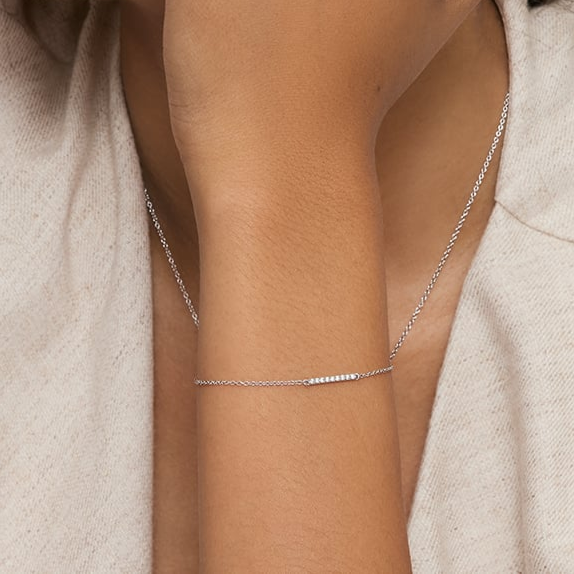 1/10CTW 7 inch Pave Lab Grown Diamond Bar Bracelet