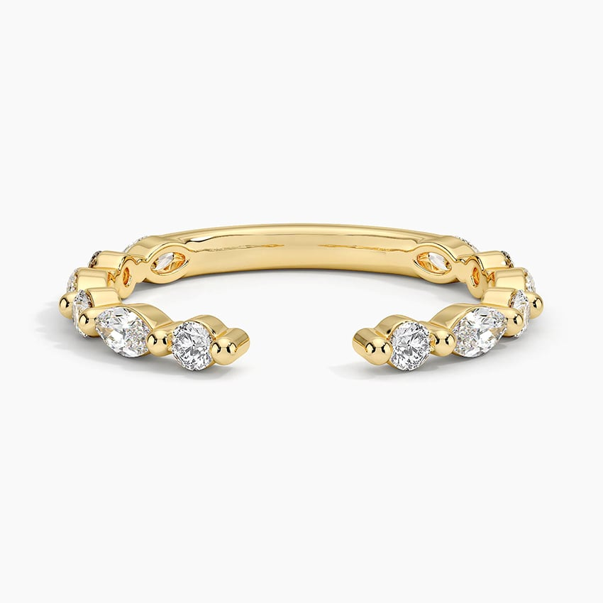 14k Gold Lab Grown Diamond Alternative Open Cuff Wedding Band