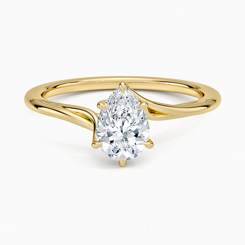 3/4 CT Pear Twist Lab Grown Diamond Gold Solitaire Ring