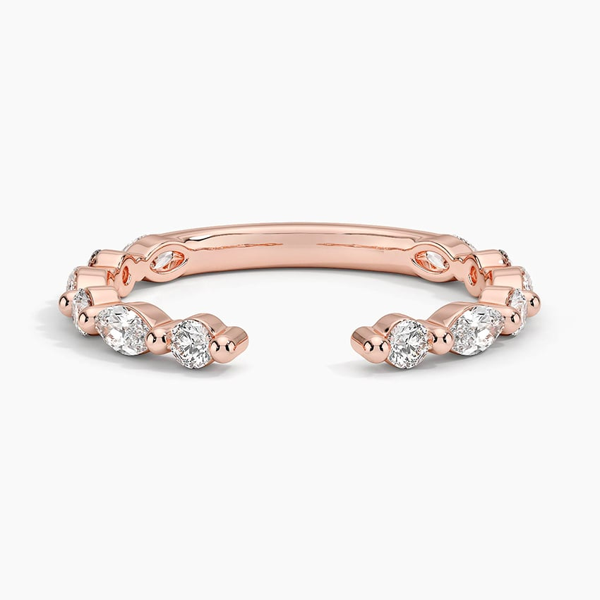 14k Gold Lab Grown Diamond Alternative Open Cuff Wedding Band