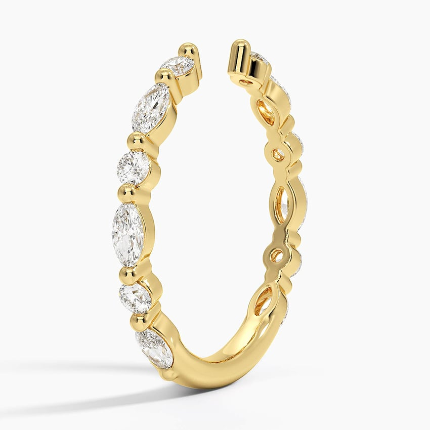 14k Gold Lab Grown Diamond Alternative Open Cuff Wedding Band