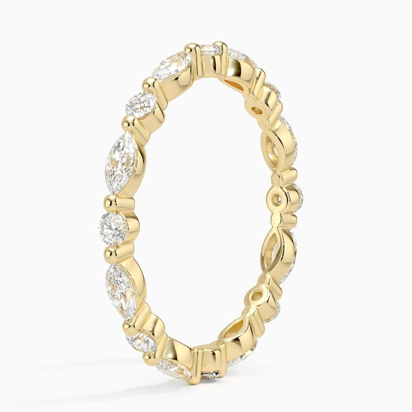 Round And Marquise Lab Grown Diamond White Gold Wedding Band