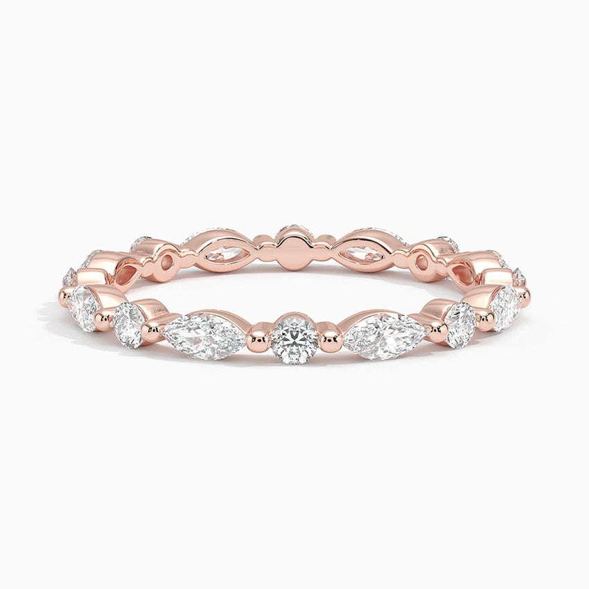 Round And Marquise Lab Grown Diamond White Gold Wedding Band