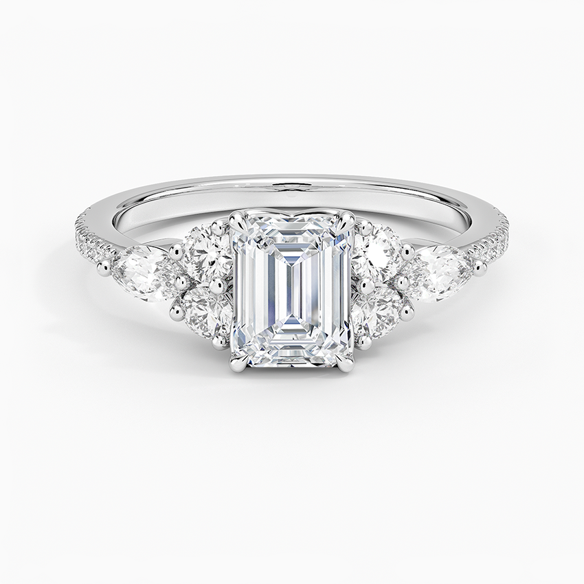 1CT Emerald Gold Pavé Lab Grown Diamond Engagement Ring